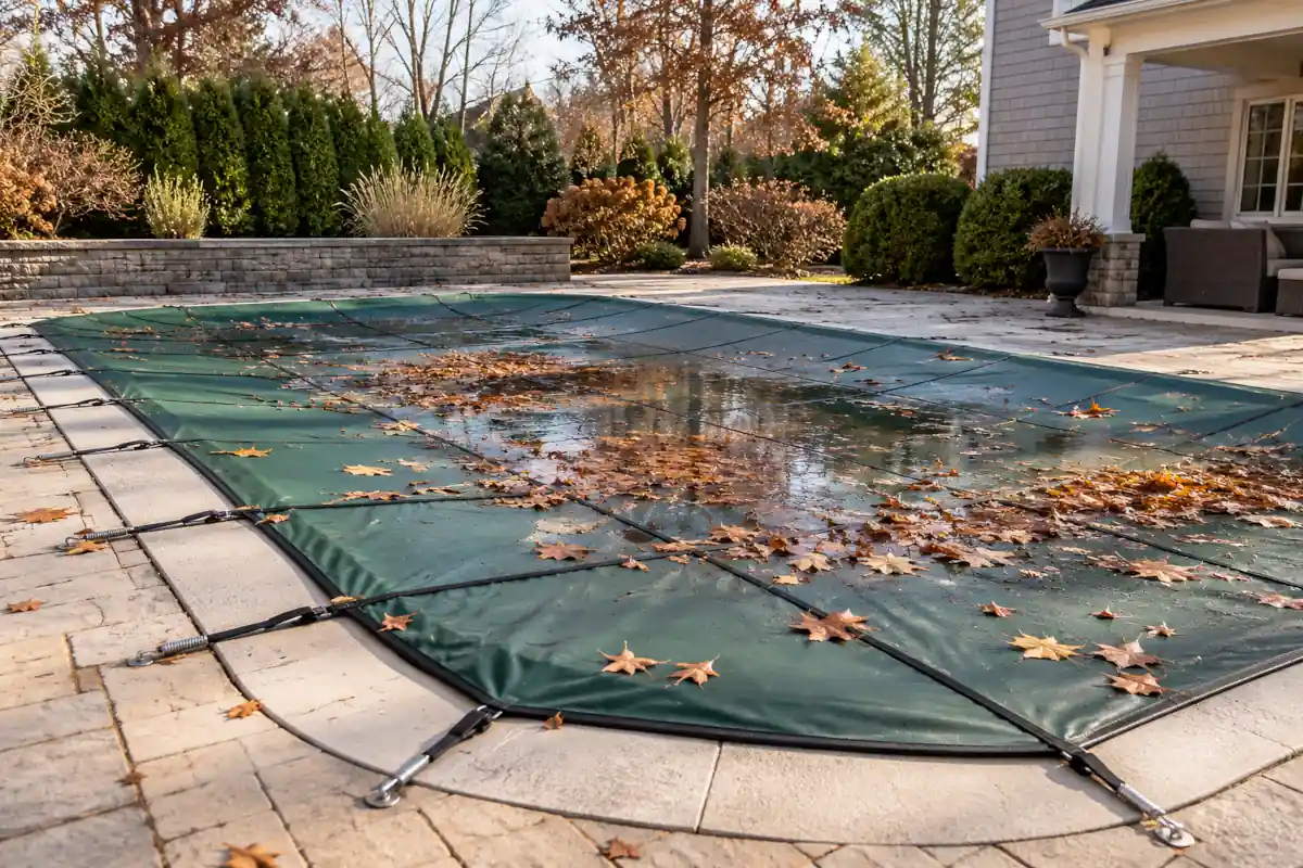 Crystal clear swimming pool after professional pool opening service by Wash & Wrap guys in New York