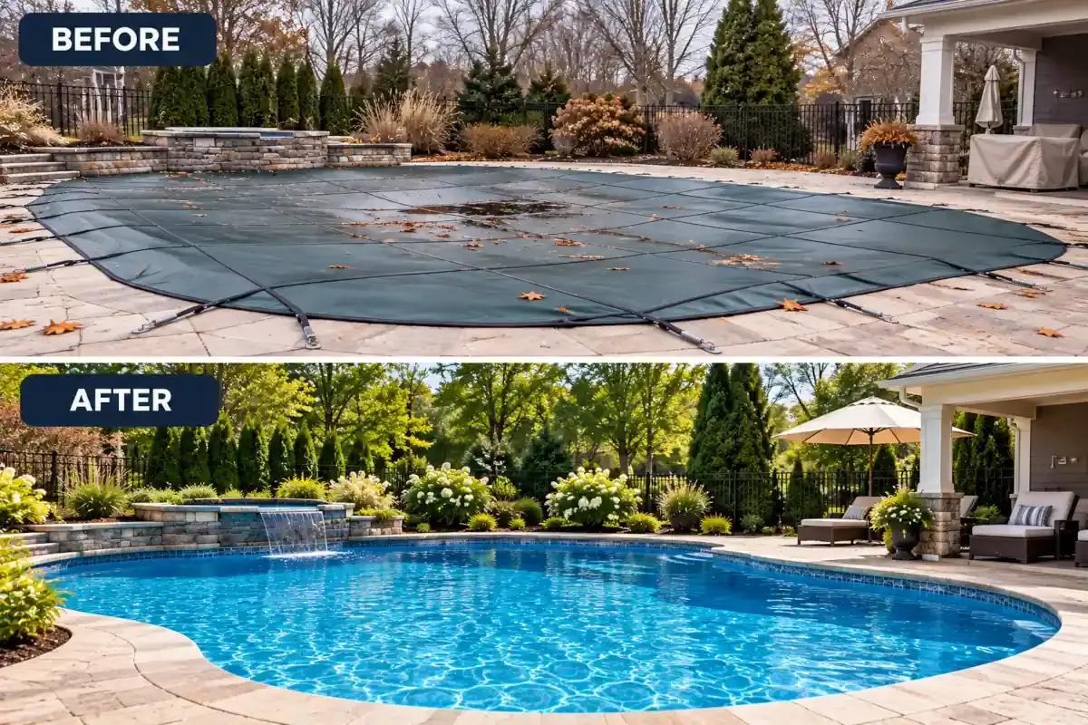 Professional swimming pool opening and closing by Wash and Wrap Guys in New York