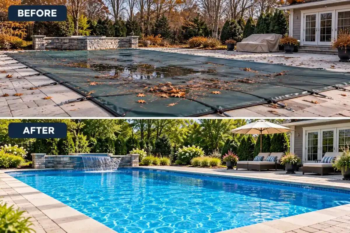 Professional pool opening and closing services in New York by  Wash and Wrap Guys